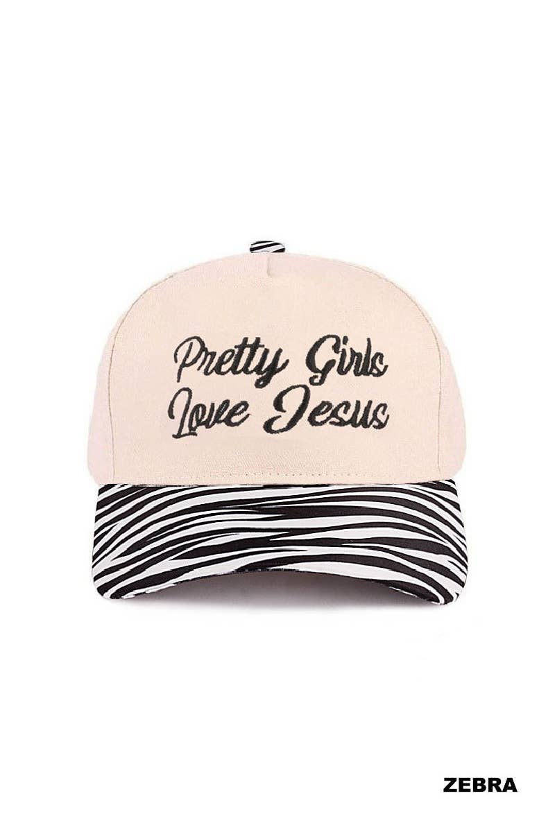 Pretty Girls Love Jesus Two Tone Cotton Hat SI-29249 Zenana Consgt.: COW-198318 / OS