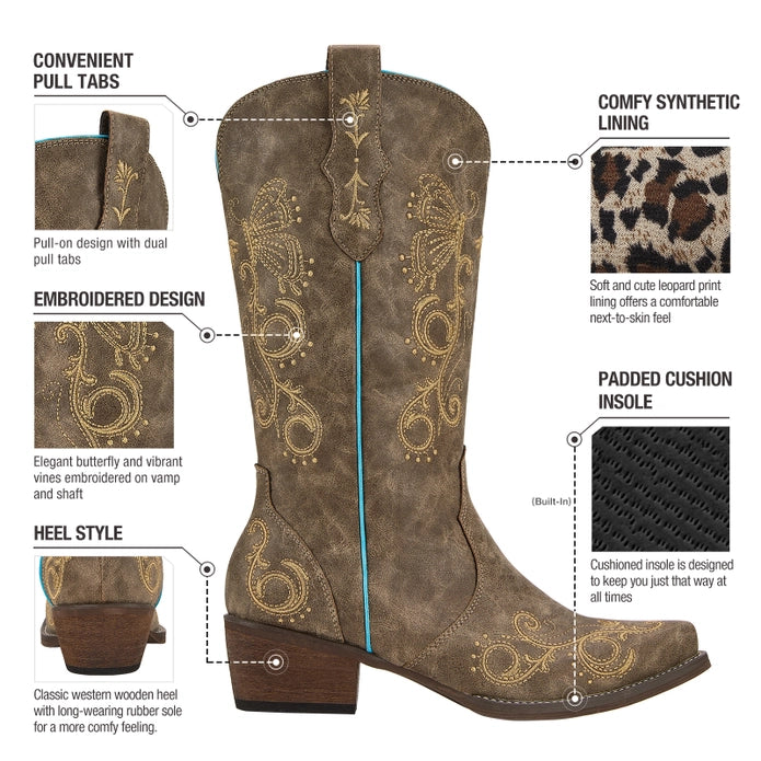 "Dolly" Butterfly Cowgirl Boots