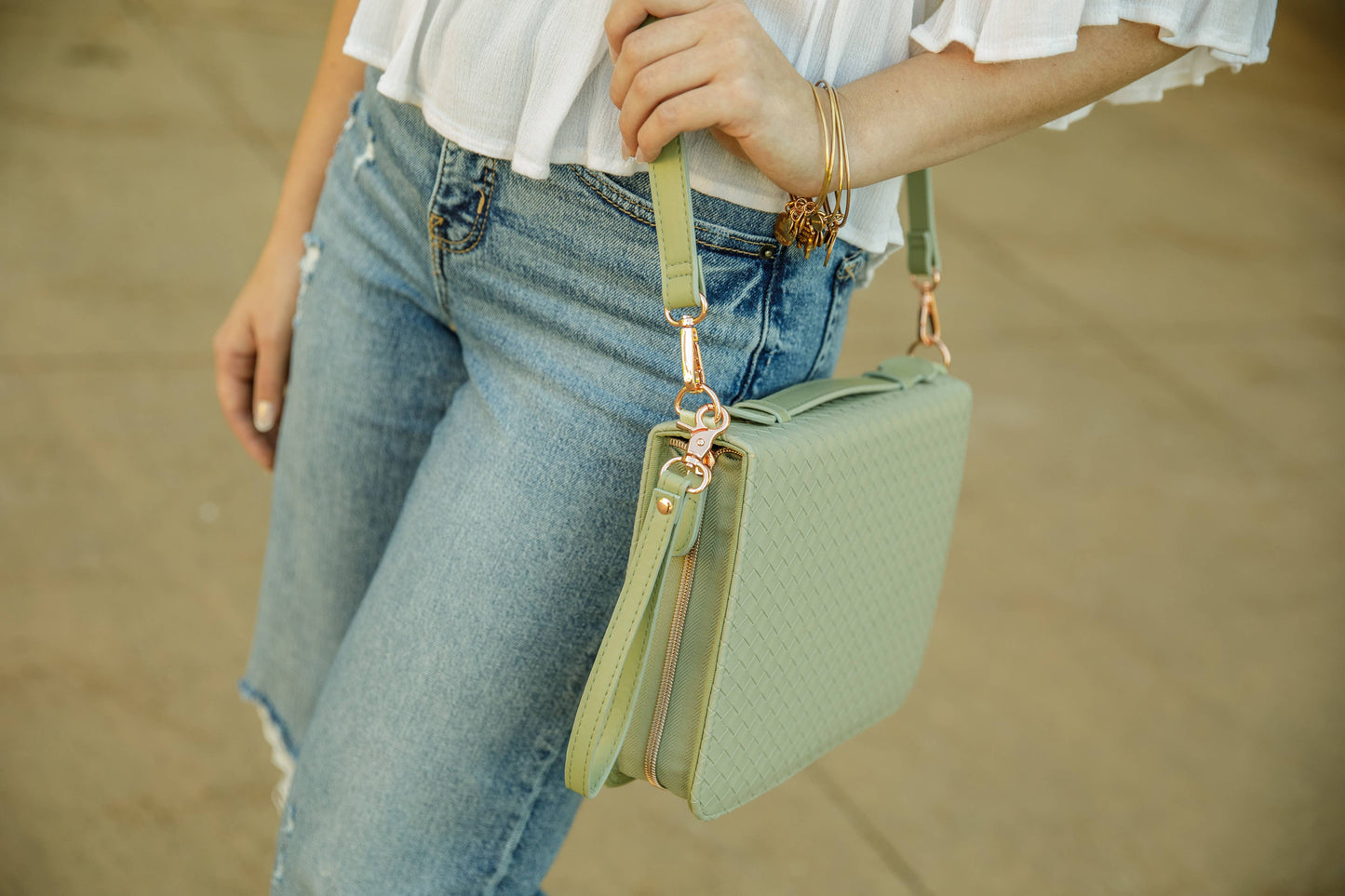 Ever AJ Weave Bible Case, Crossbody SAGE