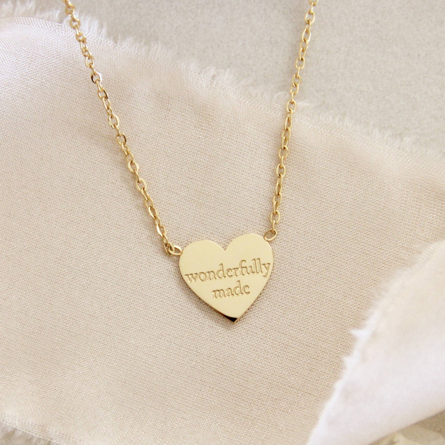 Loved Wonderfully Made Necklace, Psalms 139:14: Yellow Gold