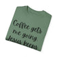 "Coffee Gets Me Going Jesus Keeping Me Rolling" Ladies Comfort Colors T-Shirt | Jesus Collection by Love Tiffany