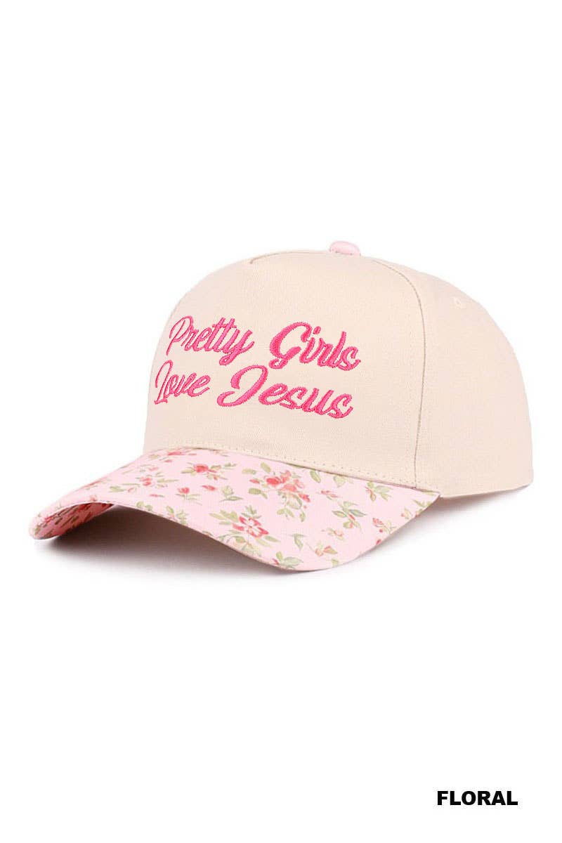 Pretty Girls Love Jesus Two Tone Cotton Hat SI-29249 Zenana Consgt.: LEOPARD-193294 / OS