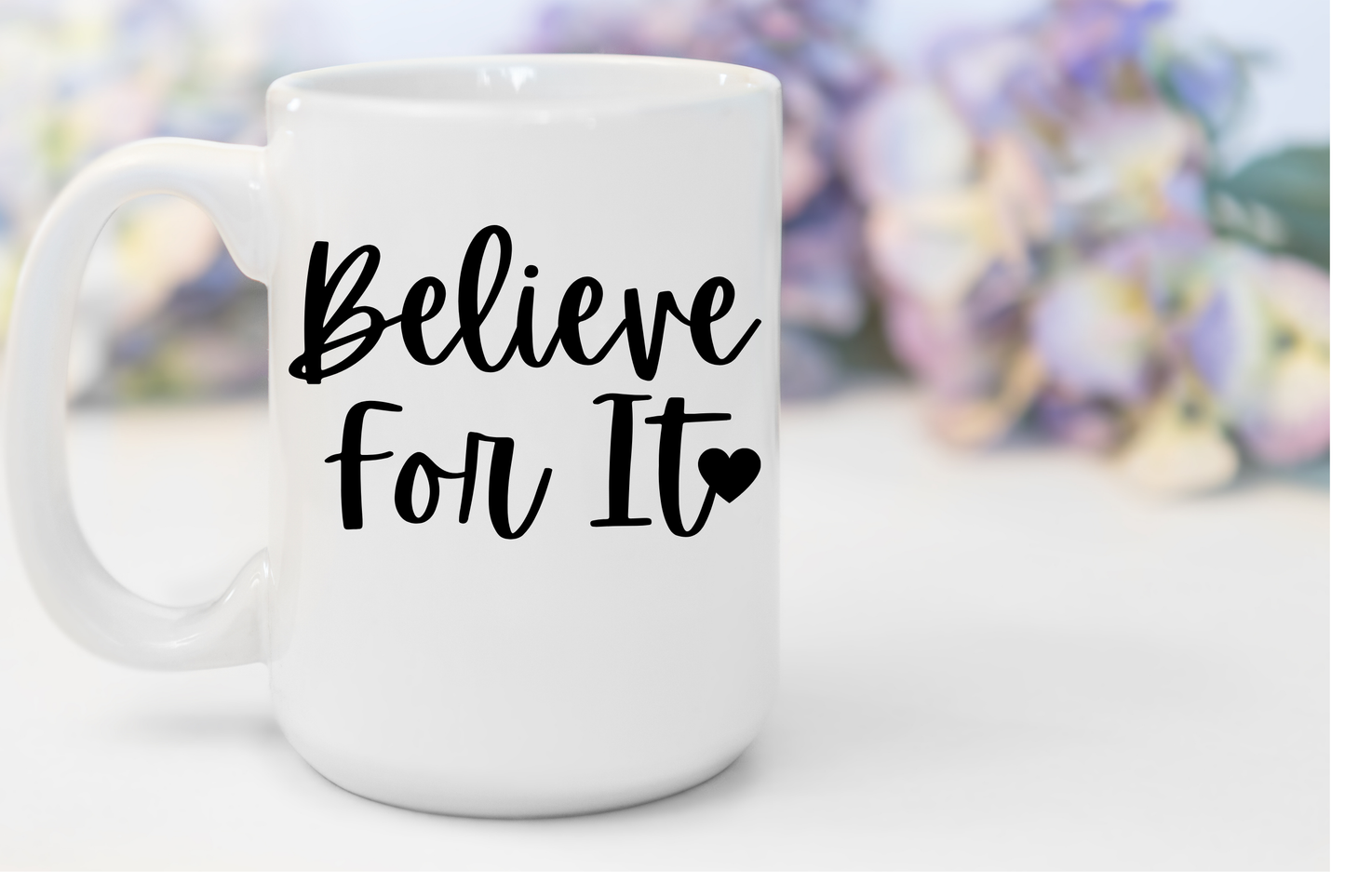 "Believe For It" White Gloss Ceramic Mug 15oz | Jesus Collection by Love Tiffany