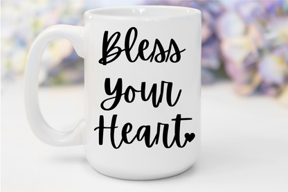 "Bless Your Heart" White Gloss Ceramic Mug 15oz | Jesus Collection by Love Tiffany