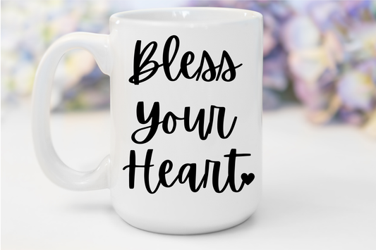 "Bless Your Heart" White Gloss Ceramic Mug 15oz | Jesus Collection by Love Tiffany