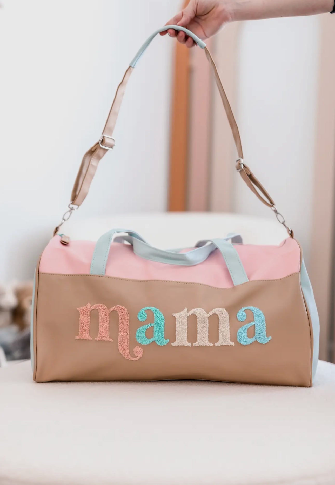 "Mama" Modern Weekender Chenille Duffel