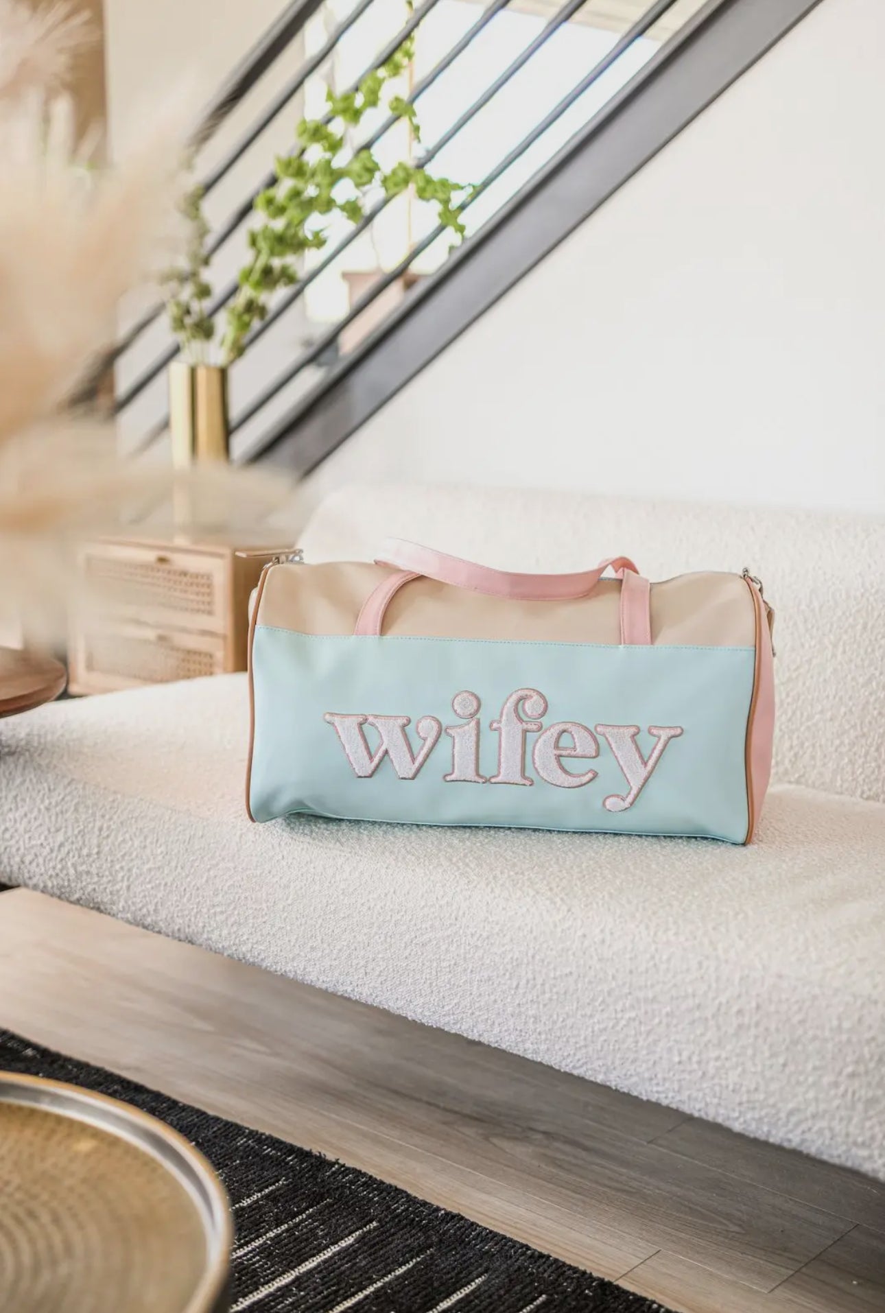 "Wifey" Modern Weekender Chenille Duffle