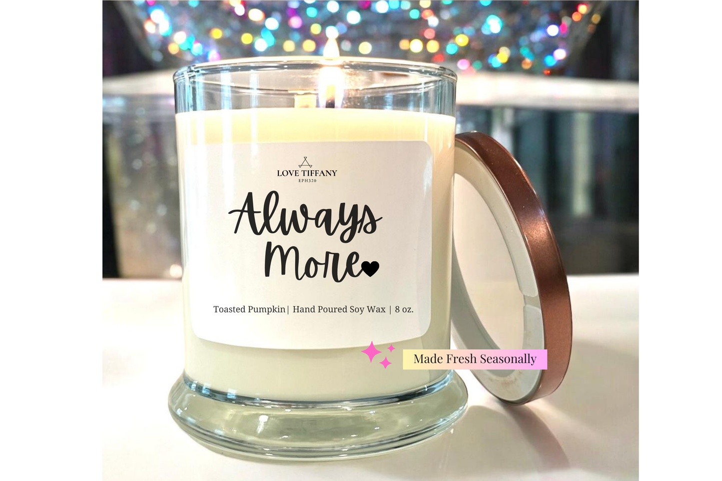 Always More - Bourbon Glass Soy Candle with Metal Lid