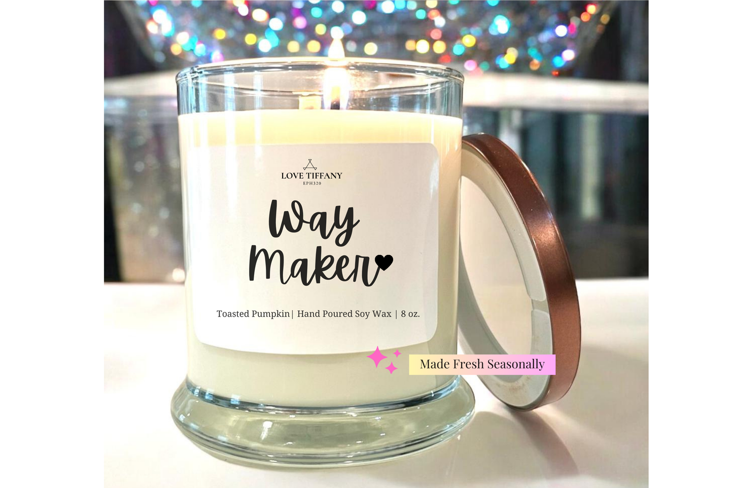 Way Maker - Bourbon Glass Soy Candle with Metal Lid