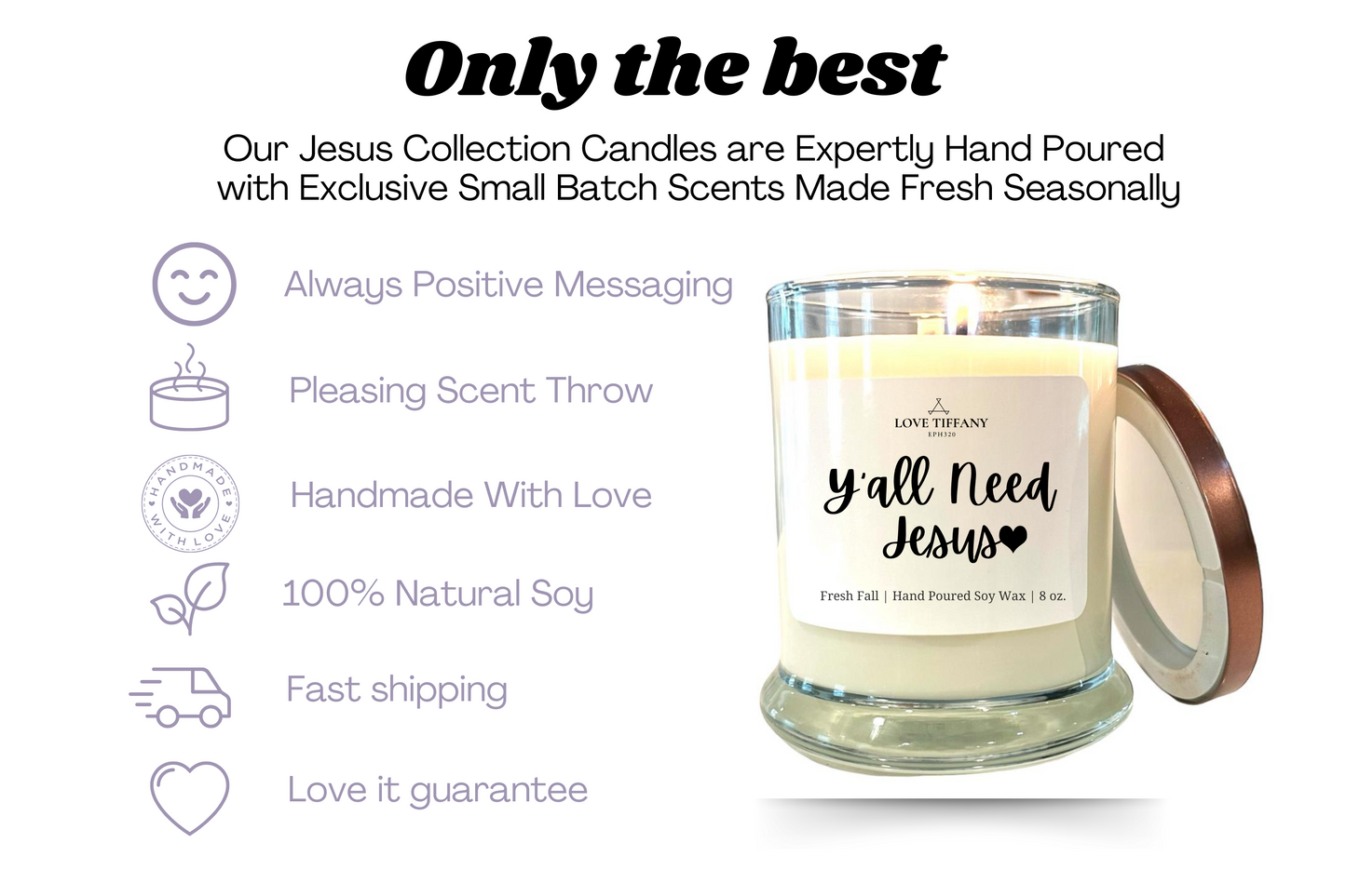 Holy Spirit Activate! - Bourbon Glass Soy Candle with Metal Lid