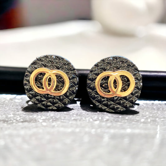 Yes I Can Quilted Gold Ring Earrings