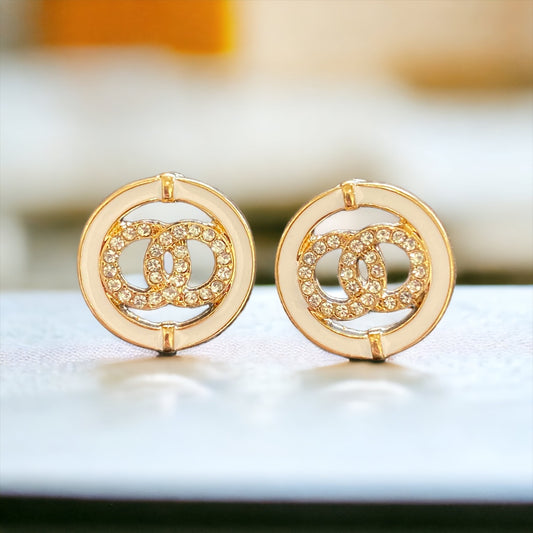 Keeping It Classy Enamel & Rhinstone Circle Earrings