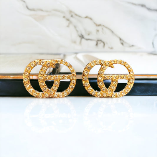 Glamming It Up Gold & Rhinestone Earrings