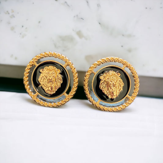 Make It Work Black Enamel & Gold Statement Earrings