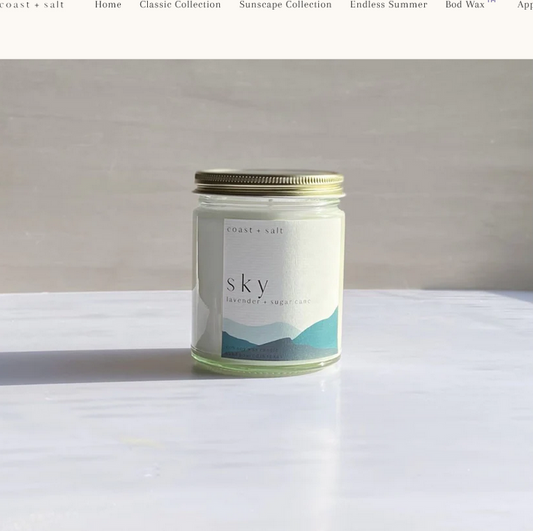 COAST + SALT Sky | Lavender + Sugar Cane Single Wick Candle