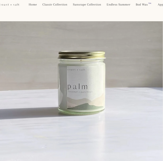 COAST + SALT Palm | Coconut + Patchouli Single Wick Candle