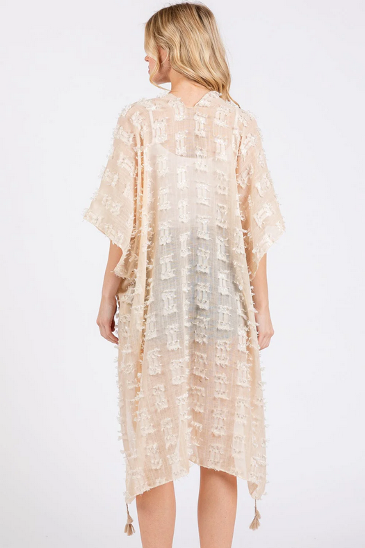 Desiree Distressed Pattern Tassel Kimono