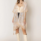 Boho Two Tone Mixed Pattern Kimono With Tassels