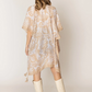Boho Two Tone Mixed Pattern Kimono With Tassels