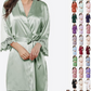 Lovely Lace Trim Satin Kimono Robe