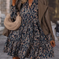 Rayna Ruffle Boho Floral Print V-Neck Dress