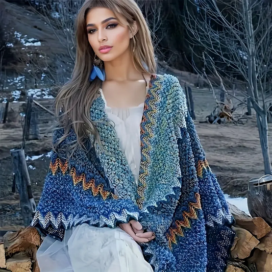 Lana Boho Lattice Wrap Poncho - One Size