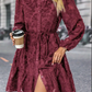Scarlett Feathered Lace Button Down Tie Dress