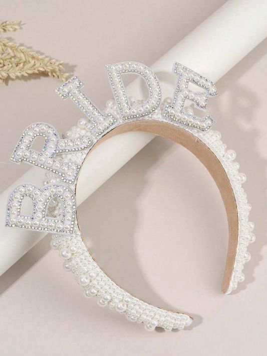 Bride Letting Pearl Cluster Headband