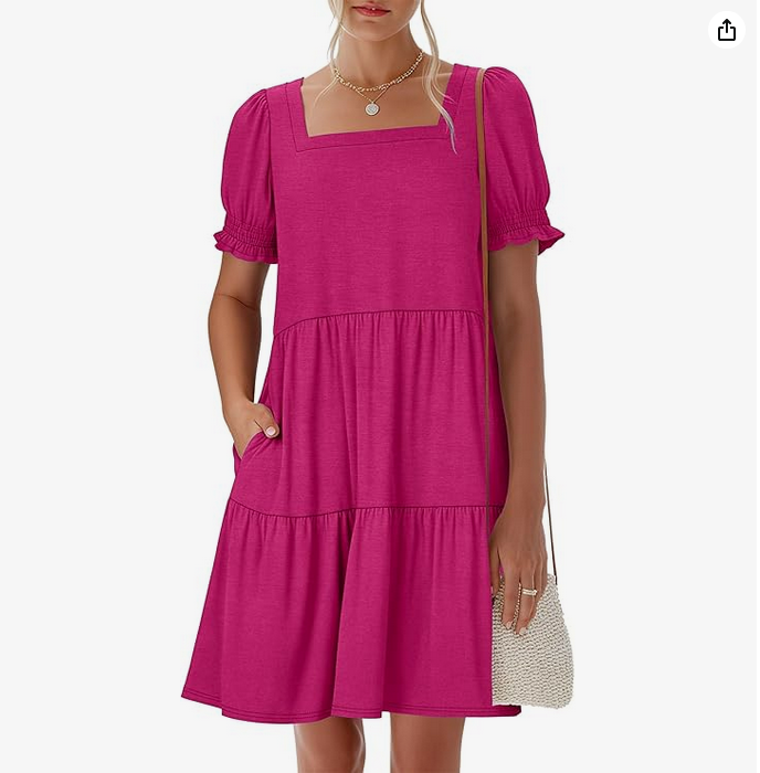 So Sweet Puff Square Neck Dress