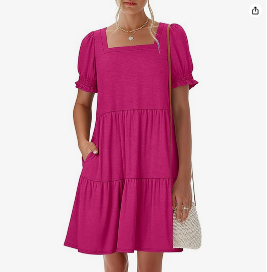 So Sweet Puff Square Neck Dress