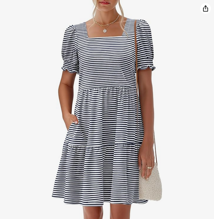 So Sweet Puff Square Neck Dress
