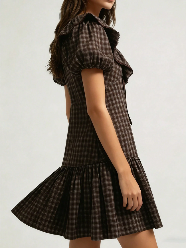 Perfect Prairie GIngham Plaid Ruffle Dress