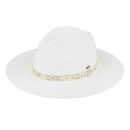 Giavanna Gem Cluster Band Straw Panama Hat