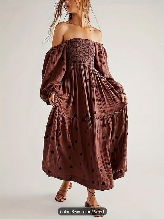 Candace Romantic Balloon Sleeve Smock Maxi Dress