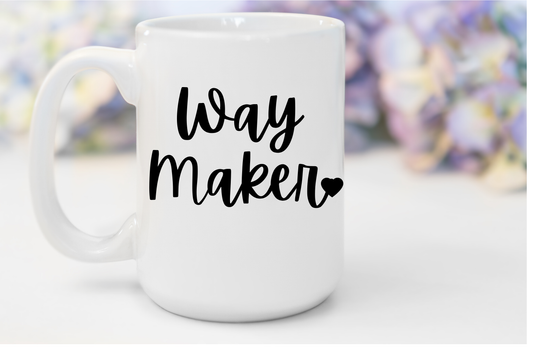 "Way Maker" White Gloss Ceramic Mug 15oz | Jesus Collection by Love Tiffany