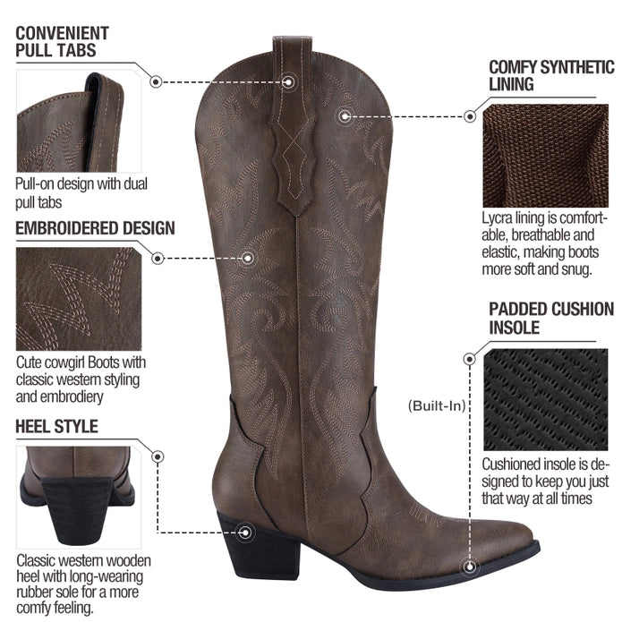 "Classy Cowgirl" Knee-High Western Boots