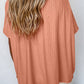 Buttoned Front Textured Loose Top: XL 14-16 / Orange