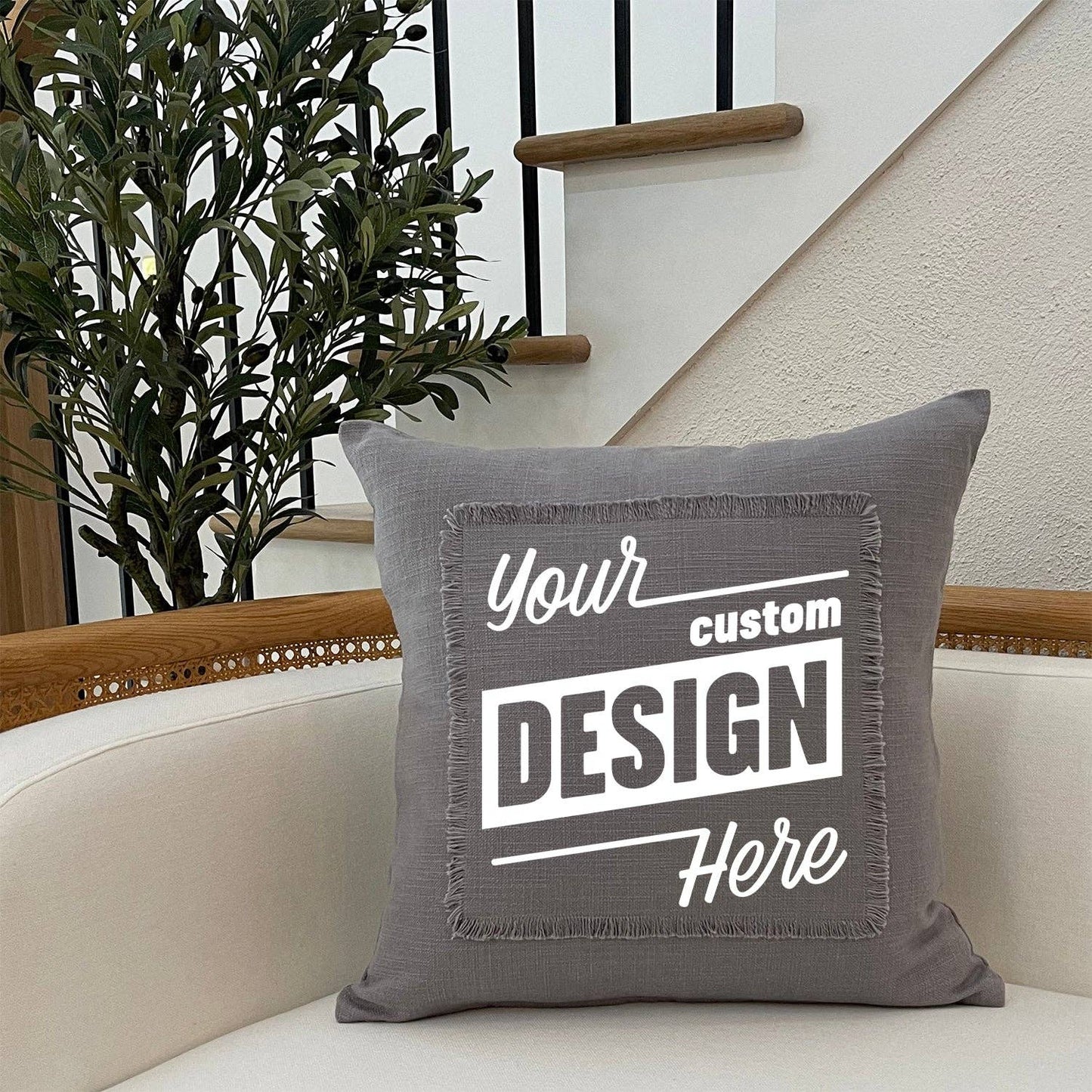 Custom Design / Natural or Grey Pillow Cover: Natural