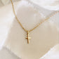 Delicate Cross Necklace, 1 Corinthians 1:18: Yellow Gold