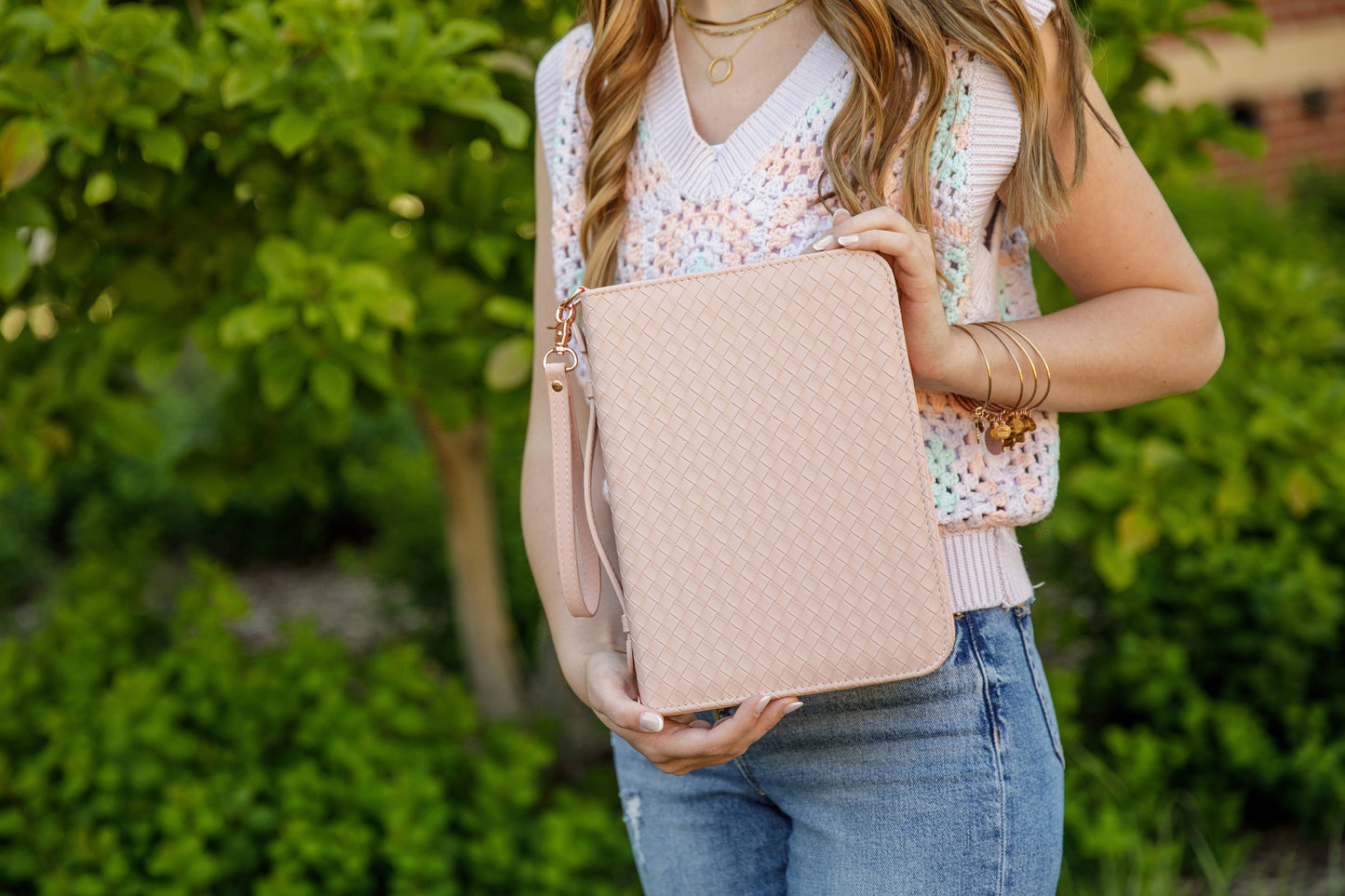 Ever AJ Weave Bible Case, Crossbody BLUSH