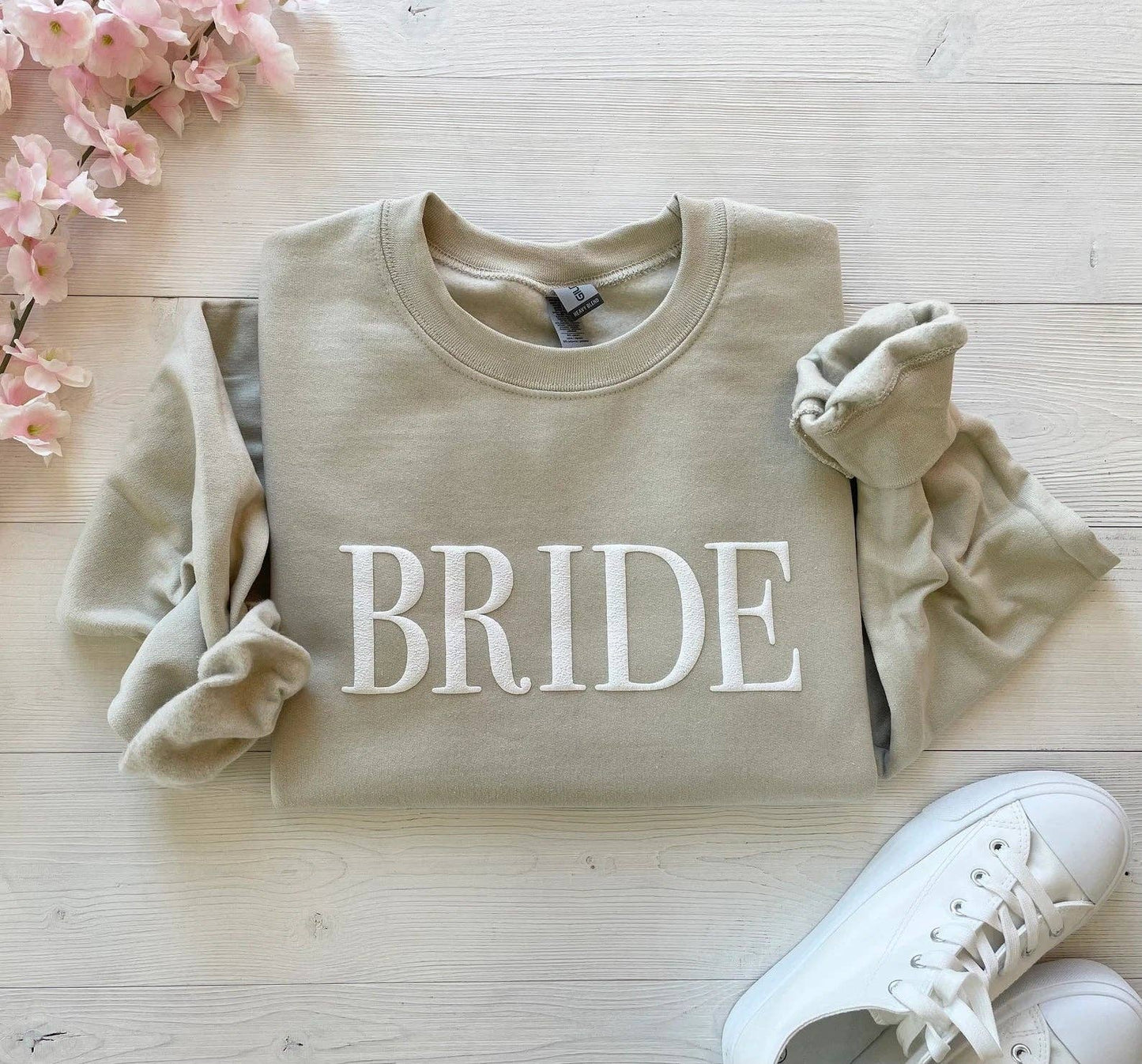 Embossed Beige Bride Crewneck: Sand / Medium