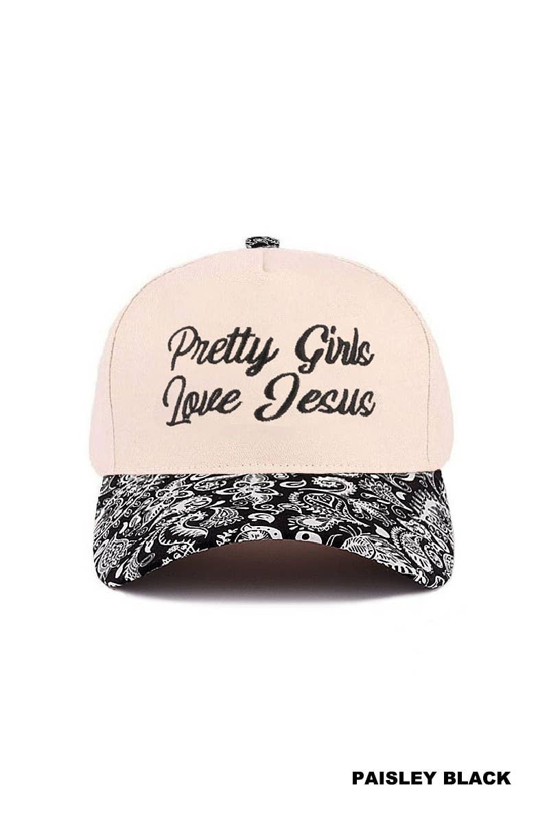 Pretty Girls Love Jesus Two Tone Cotton Hat SI-29249 Zenana Consgt.: LEOPARD-193294 / OS