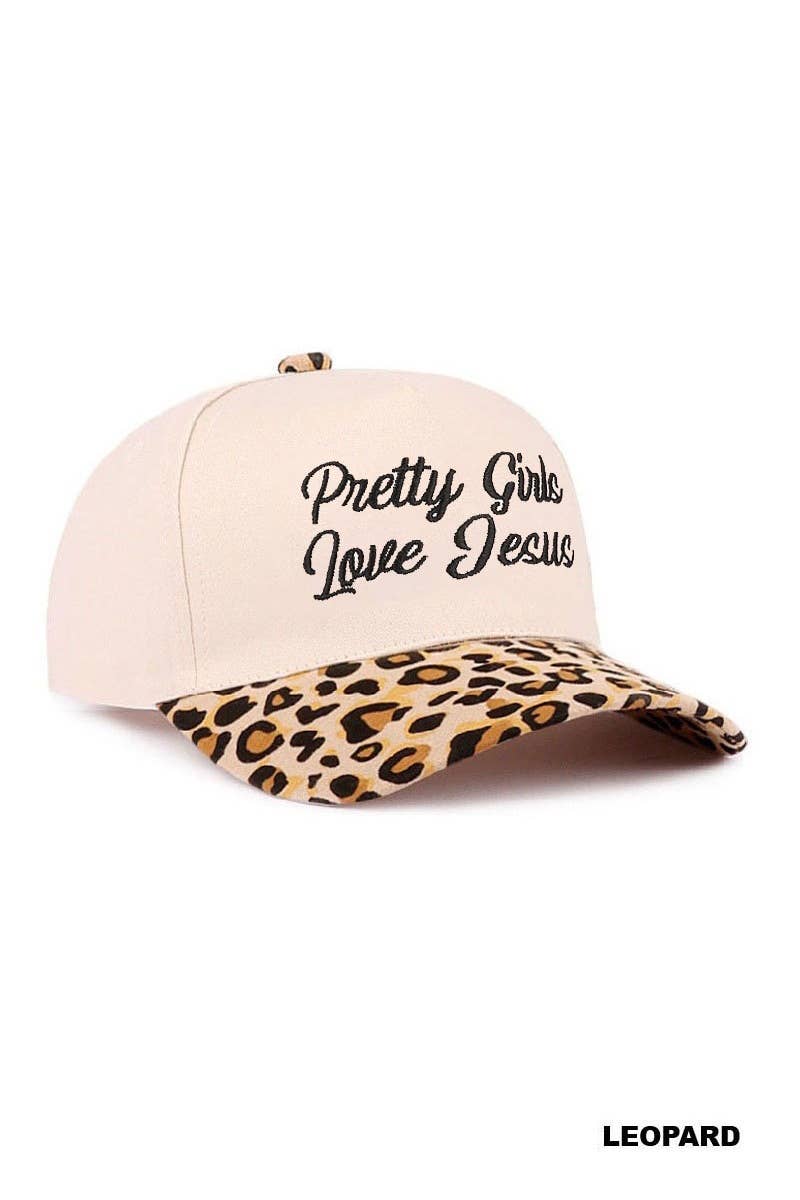 Pretty Girls Love Jesus Two Tone Cotton Hat SI-29249 Zenana Consgt.: LEOPARD-193294 / OS