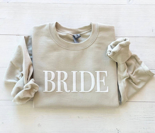 Embossed Beige Bride Crewneck: Sand / Small