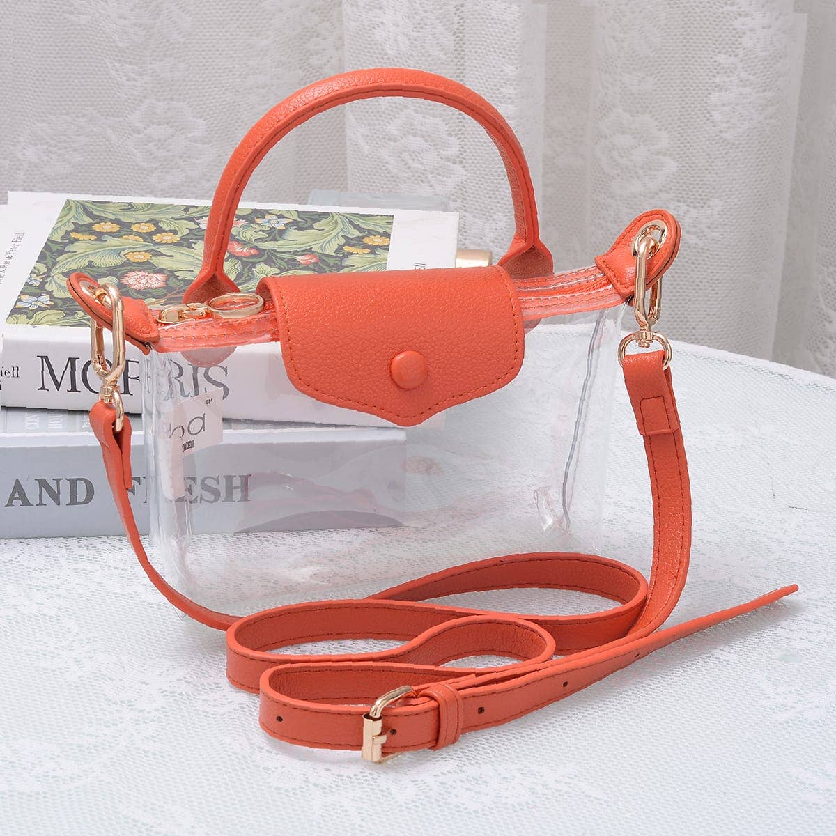 CB781 Gladys Clear Gameday Mini Crossbody Bag: Champagne Gold