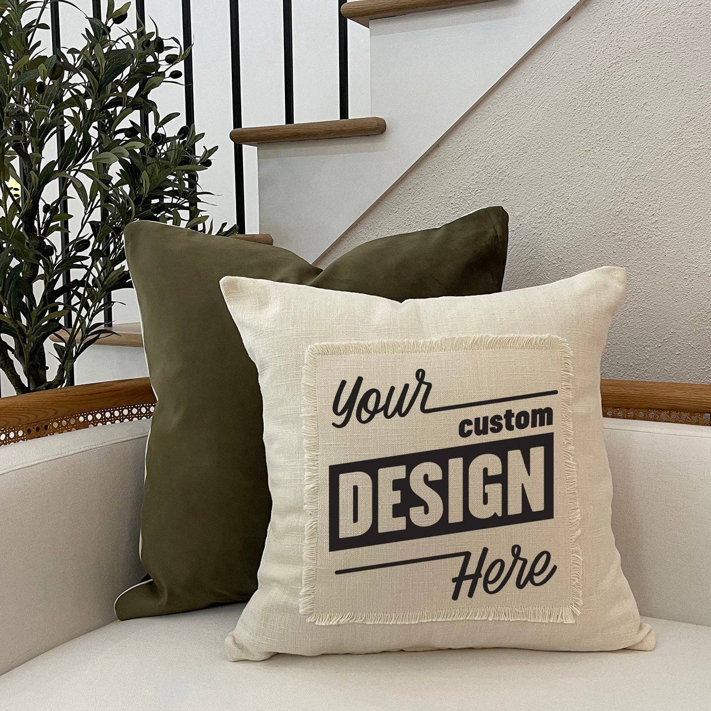 Custom Design / Natural or Grey Pillow Cover: Natural