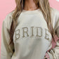 Embroidered Bride Glitter Crewneck Sweatshirt: White / Large