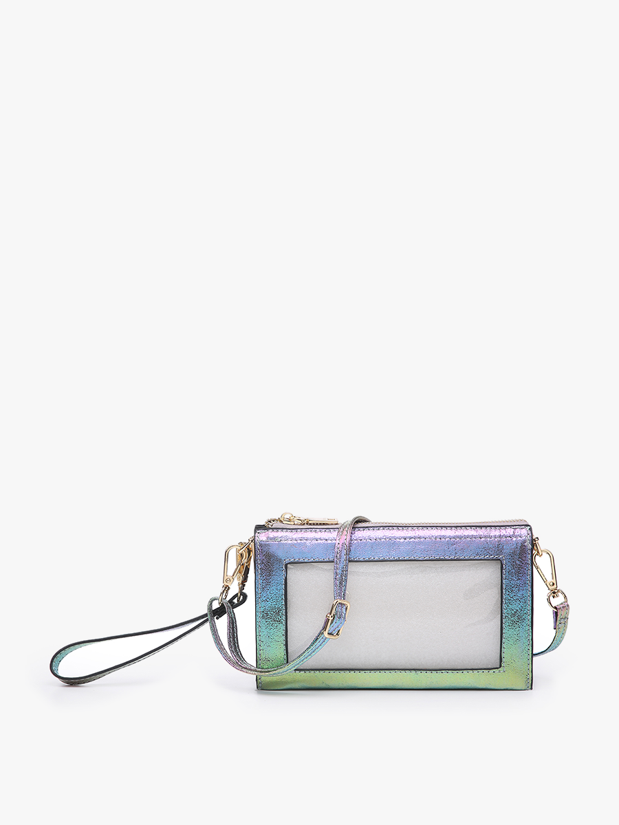 M2002 Maeve 3 Compartment Crossbody w/ Clear Phone Window: Cheetah-Camel