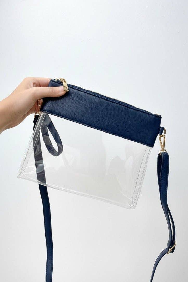 AD200T Game Day Clear Crossbody Bag/Clutch: Navy