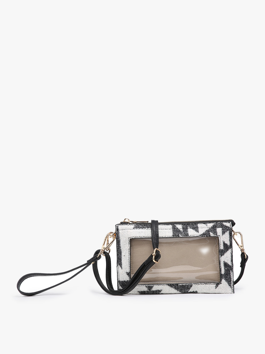 M2002 Maeve 3 Compartment Crossbody w/ Clear Phone Window: Leopard-Mustard